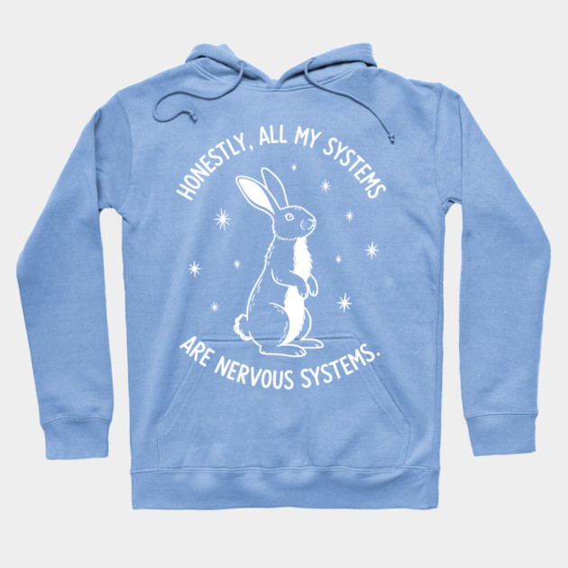 Nervous Bunny Humor Hoodie by enrynz