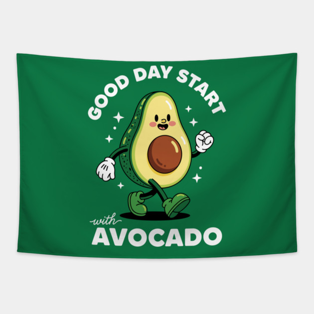 Good Day Start with Avocado Tapestry by enrynz