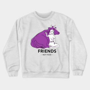 Friends not Food Purple Cow Crewneck Sweatshirt