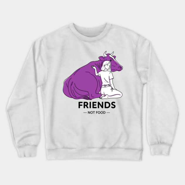 Friends not Food Purple Cow Crewneck Sweatshirt by enrynz