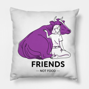 Friends not Food Purple Cow Pillow