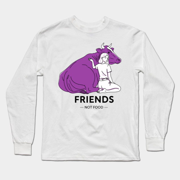 Friends not Food Purple Cow Long Sleeve T-Shirt by enrynz