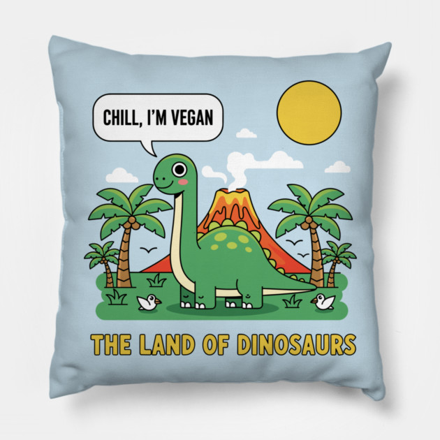 Vegan: The Land Of Dinosaurs Pillow by enrynz