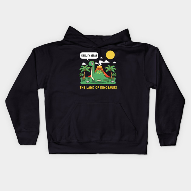 Vegan: The Land Of Dinosaurs Kids Hoodie by enrynz