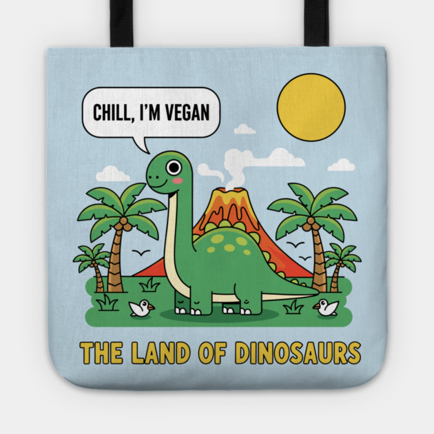 Vegan: The Land Of Dinosaurs Tote by enrynz