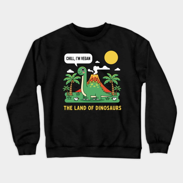 Vegan: The Land Of Dinosaurs Crewneck Sweatshirt by enrynz