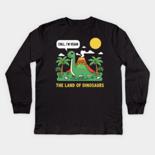 Vegan: The Land Of Dinosaurs Kids Long Sleeve T-Shirt
