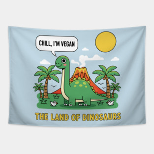 Vegan: The Land Of Dinosaurs Tapestry
