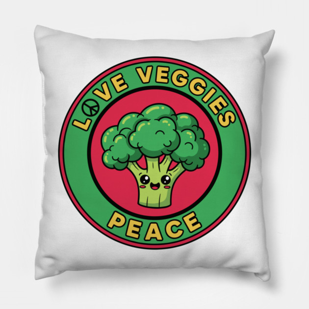 Peace Love Veggies Pillow by enrynz