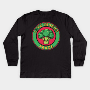 Peace Love Veggies Kids Long Sleeve T-Shirt