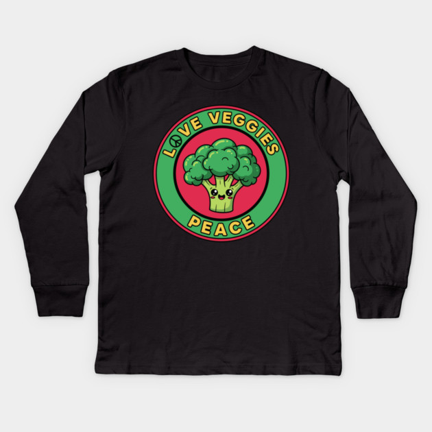 Peace Love Veggies Kids Long Sleeve T-Shirt by enrynz
