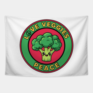 Peace Love Veggies Tapestry