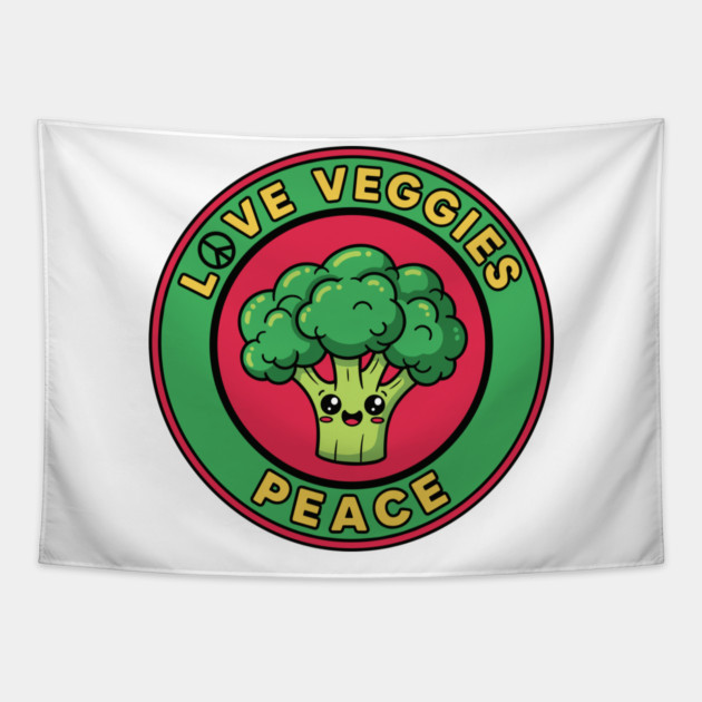 Peace Love Veggies Tapestry by enrynz