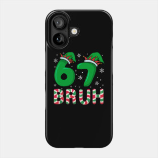 67 Bruh Christmas Elf Hat Candy Cane Phone Case