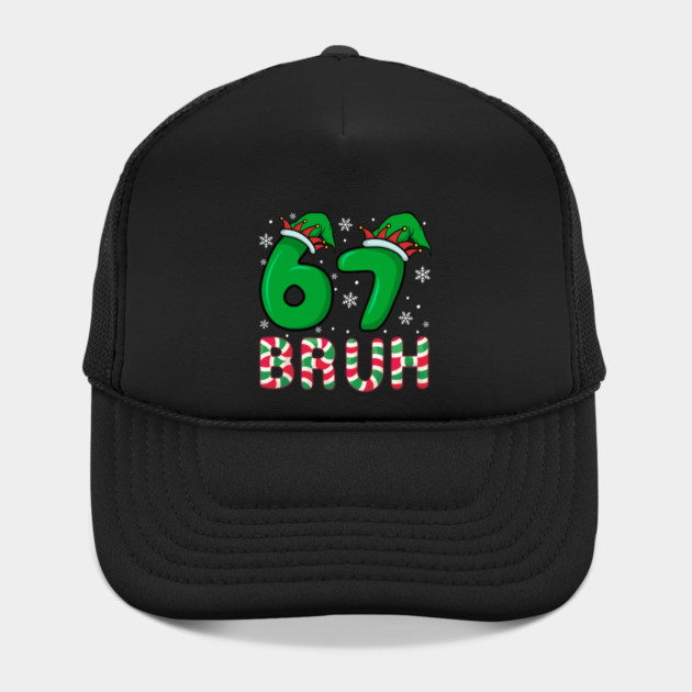 67 Bruh Christmas Elf Hat Candy Cane by Creatifly Graphic Tees