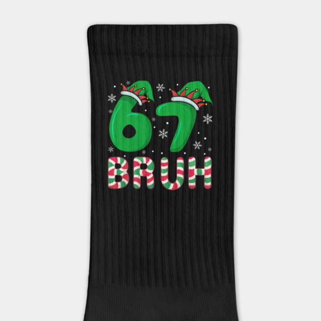67 Bruh Christmas Elf Hat Candy Cane by Creatifly Graphic Tees