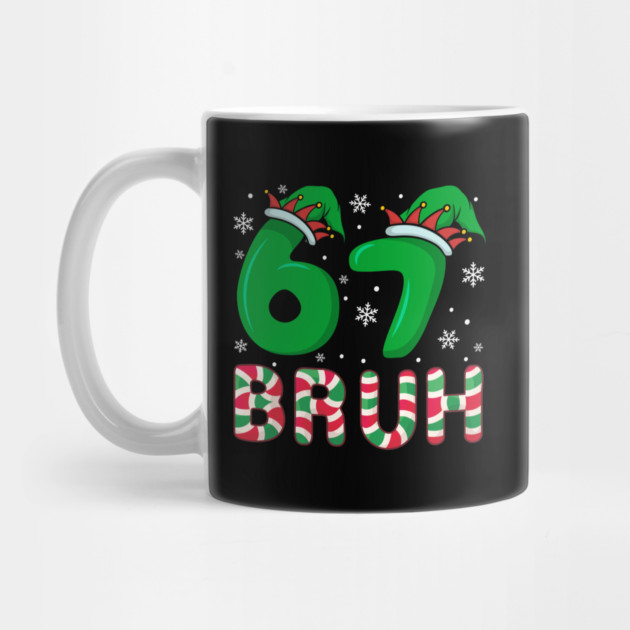67 Bruh Christmas Elf Hat Candy Cane by Creatifly Graphic Tees
