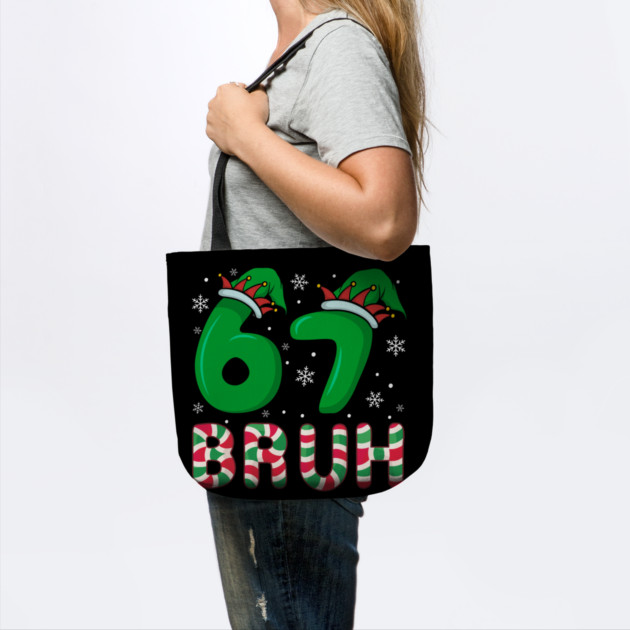 67 Bruh Christmas Elf Hat Candy Cane by Creatifly Graphic Tees
