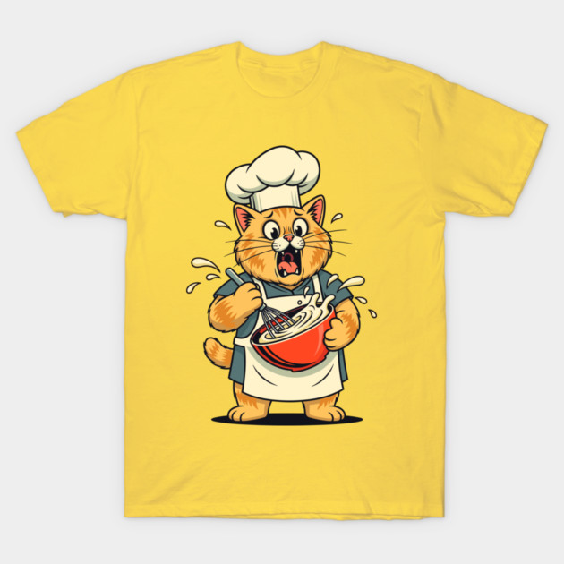 Furry Fiasco: Cat Chef Chaos T-Shirt by enrynz