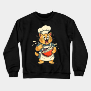 Furry Fiasco: Cat Chef Chaos Crewneck Sweatshirt