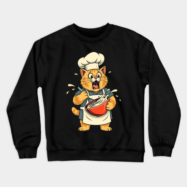 Furry Fiasco: Cat Chef Chaos Crewneck Sweatshirt by enrynz