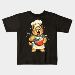 Furry Fiasco: Cat Chef Chaos Kids T-Shirt