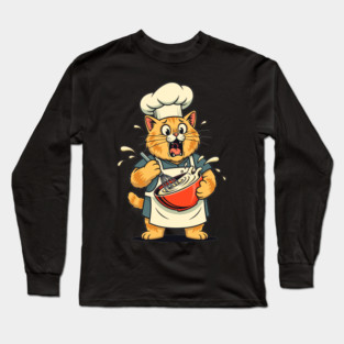 Furry Fiasco: Cat Chef Chaos Long Sleeve T-Shirt