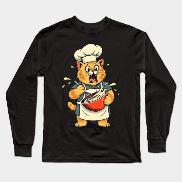 Furry Fiasco: Cat Chef Chaos Long Sleeve T-Shirt by enrynz