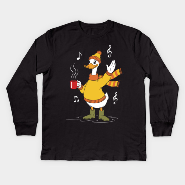 Cozy Singing Duck Kids Long Sleeve T-Shirt by enrynz