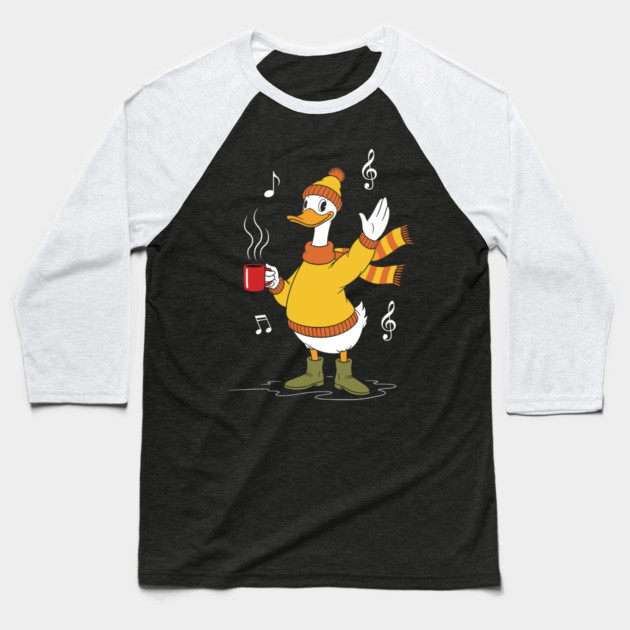 Cozy Singing Duck Baseball T-Shirt by Digironin