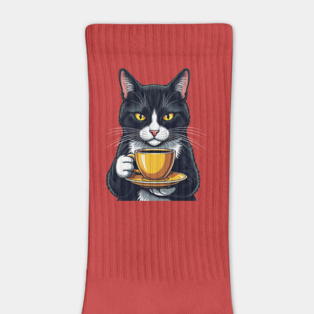 Smug Black Cat Sipping Steamy Coffee by enrynz