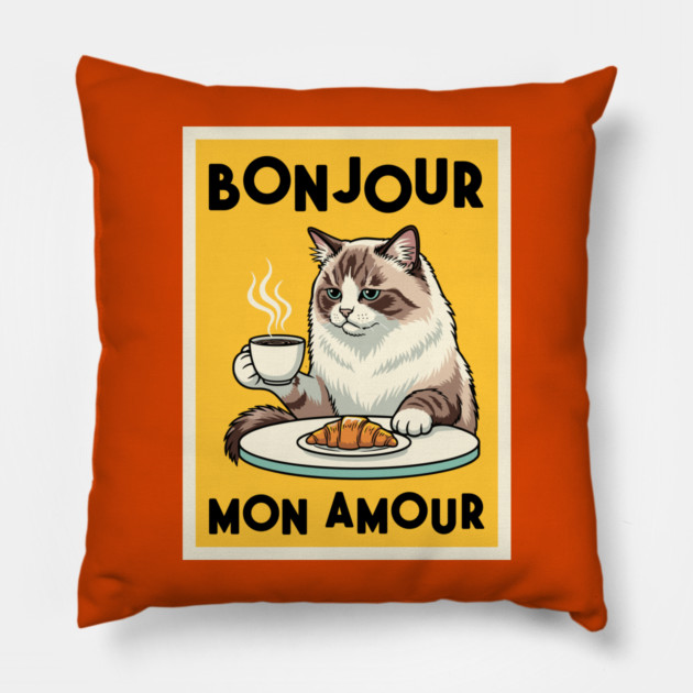 Bonjour Mon Amour Pillow by enrynz