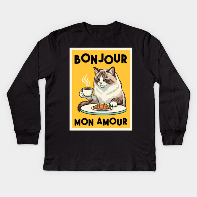 Bonjour Mon Amour Kids Long Sleeve T-Shirt by enrynz