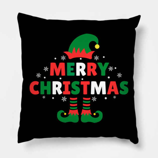 Merry Christmas Elf Hat And Legs Pillow by Creatifly Graphic Tees