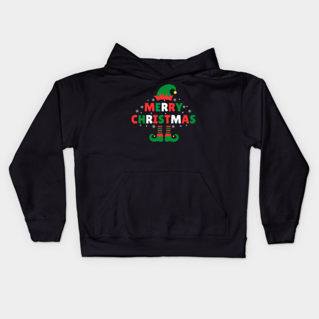 Merry Christmas Elf Hat And Legs Kids Hoodie by Creatifly Graphic Tees