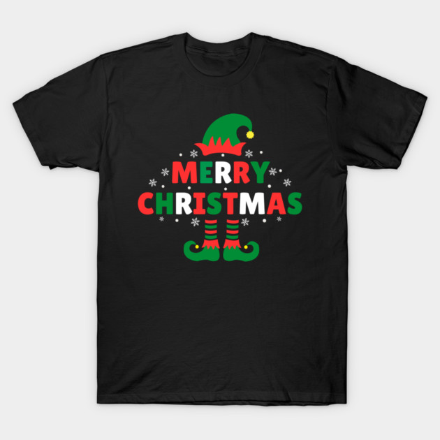 Merry Christmas Elf Hat And Legs T-Shirt by Creatifly Graphic Tees