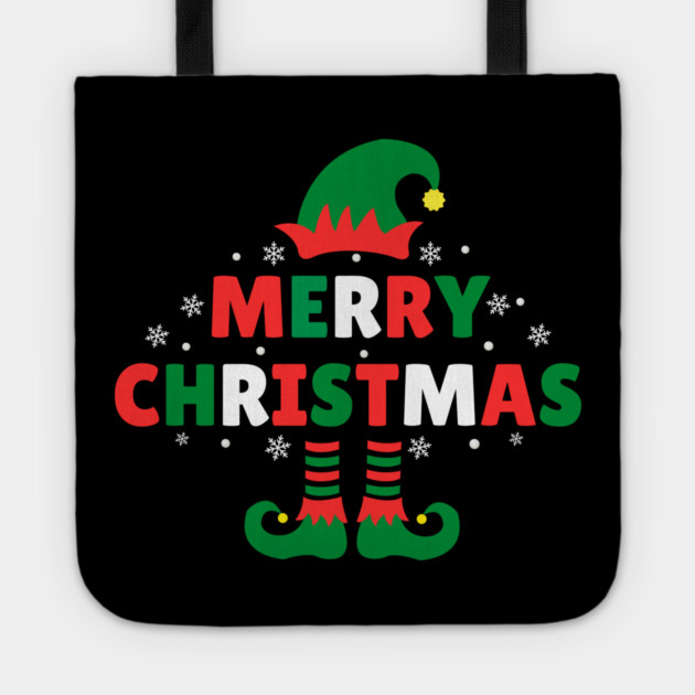 Merry Christmas Elf Hat And Legs Tote by Creatifly Graphic Tees