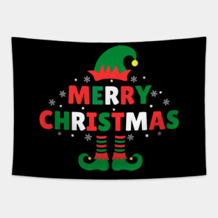 Merry Christmas Elf Hat And Legs Tapestry