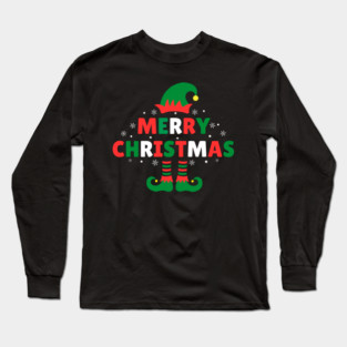 Merry Christmas Elf Hat And Legs Long Sleeve T-Shirt