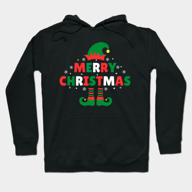 Merry Christmas Elf Hat And Legs Hoodie by Creatifly Graphic Tees