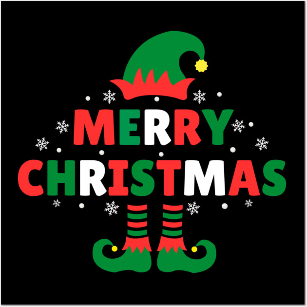 Merry Christmas Elf Hat And Legs Wall Art by Creatifly Graphic Tees