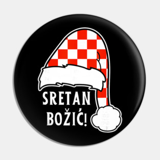 Sretan Božić Christmas Croatian Holiday Greeting Design Pin