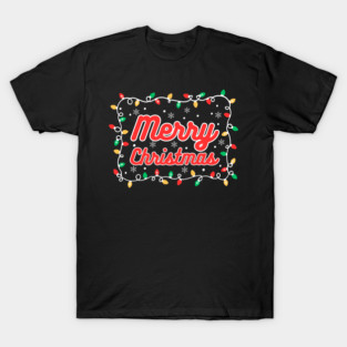 Festive Merry Christmas Lights and Snowflakes T-Shirt