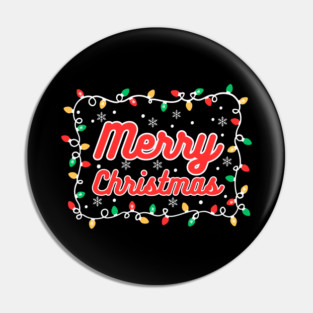 Festive Merry Christmas Lights and Snowflakes Pin