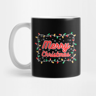 Festive Merry Christmas Lights and Snowflakes Mug