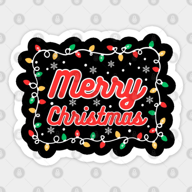 Festive Merry Christmas Lights and Snowflakes Sticker by Creatifly Graphic Tees