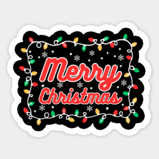 Festive Merry Christmas Lights and Snowflakes Magnet