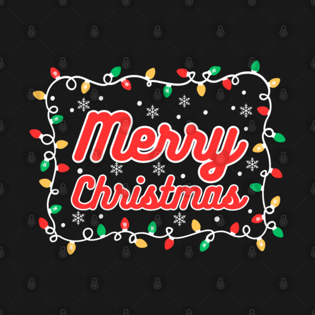 Festive Merry Christmas Lights and Snowflakes by Creatifly Graphic Tees