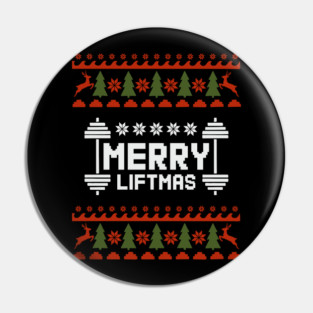 Merry Liftmas Ugly Sweater Christmas Gym Humor Pin