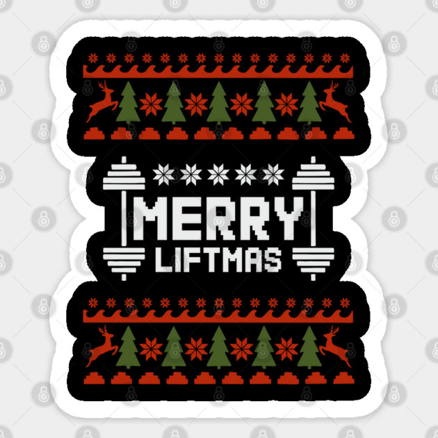 Merry Liftmas Ugly Sweater Christmas Gym Humor Sticker by Anticorporati